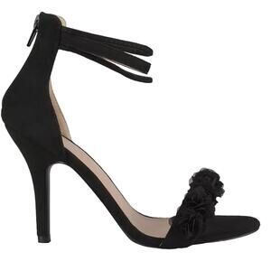 Journee Collection Women’s Heels Size 5.5M Black Ankle Strap Ruffle Open Toe